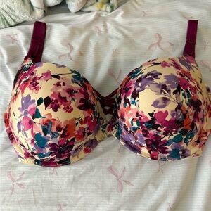 torrid Floral Moulded Underwire Bra in Cream, Magenta & Teal